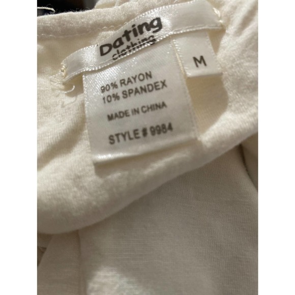 Dating Clothing Ivory Jersey and Chiffon Beaded Sleeveless Blouse Size Medium - Picture 5 of 12